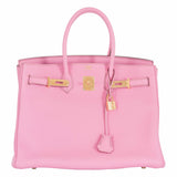 Hermes Birkin 35 Bubblegum 5P Pink Gold Hardware • Investment Bag