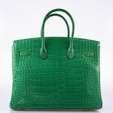 Hermes Birkin 35 Cactus Matte Alligator Gold Hardware