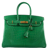 Hermes Birkin 35 Cactus Matte Alligator Gold Hardware