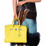 Hermes Birkin 35 Candy Collection Lime Epsom & Gris Perle Palladium Hardware - Limited