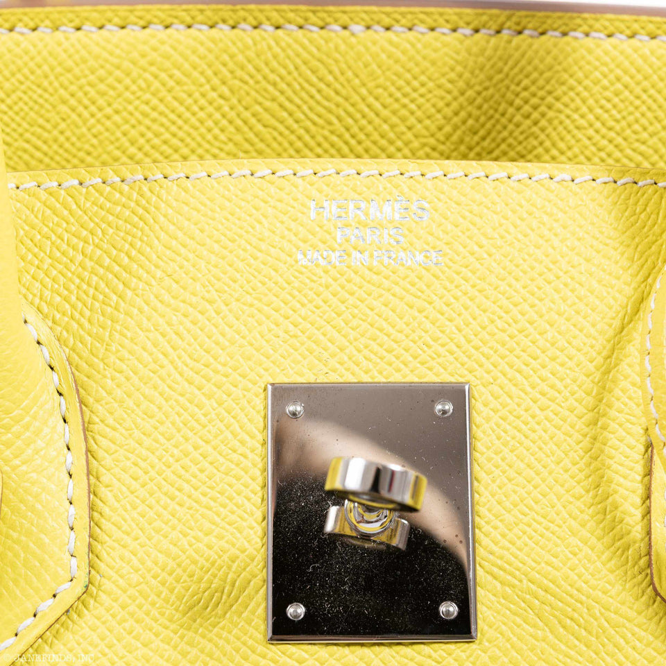 Hermes Birkin 35 Candy Collection Lime Epsom & Gris Perle Palladium Hardware - Limited