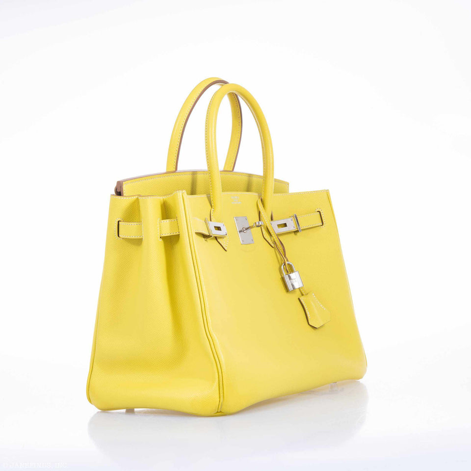 Hermes Birkin 35 Candy Collection Lime Epsom & Gris Perle Palladium Hardware - Limited