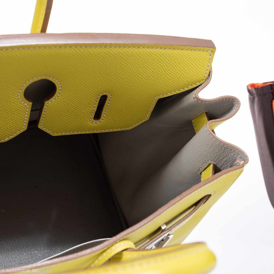 Hermes Birkin 35 Candy Collection Lime Epsom & Gris Perle Palladium Hardware - Limited