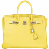 Hermes Birkin 35 Candy Collection Lime Epsom & Gris Perle Palladium Hardware - Limited