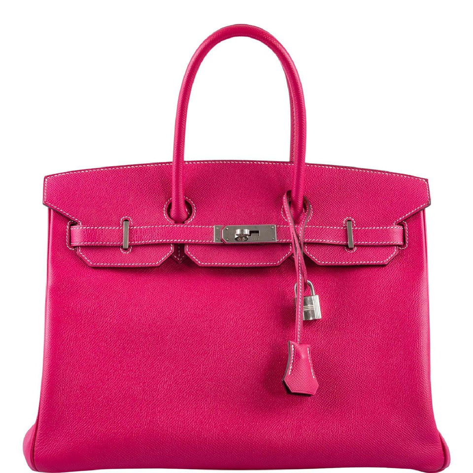 Hermes Birkin 35 Candy Collection Rose Tyrien and Rubis Epsom Palladium Hardware