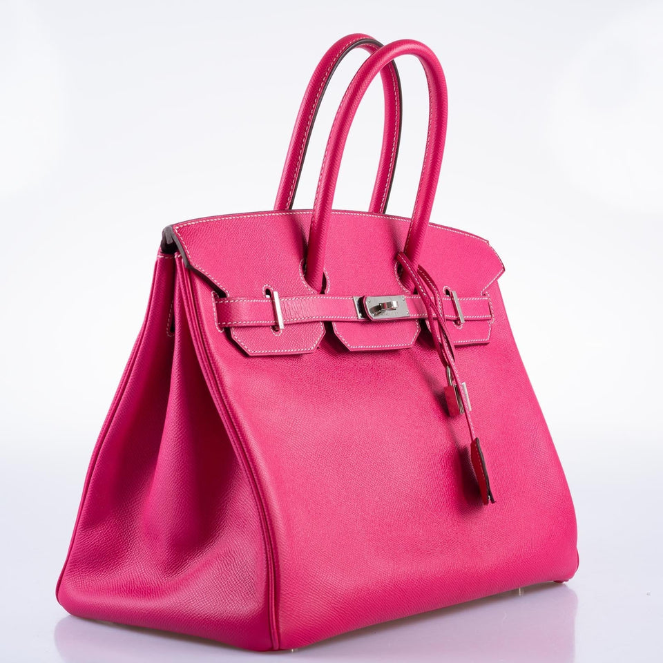 Hermes Birkin 35 Candy Collection Rose Tyrien and Rubis Epsom Palladium Hardware