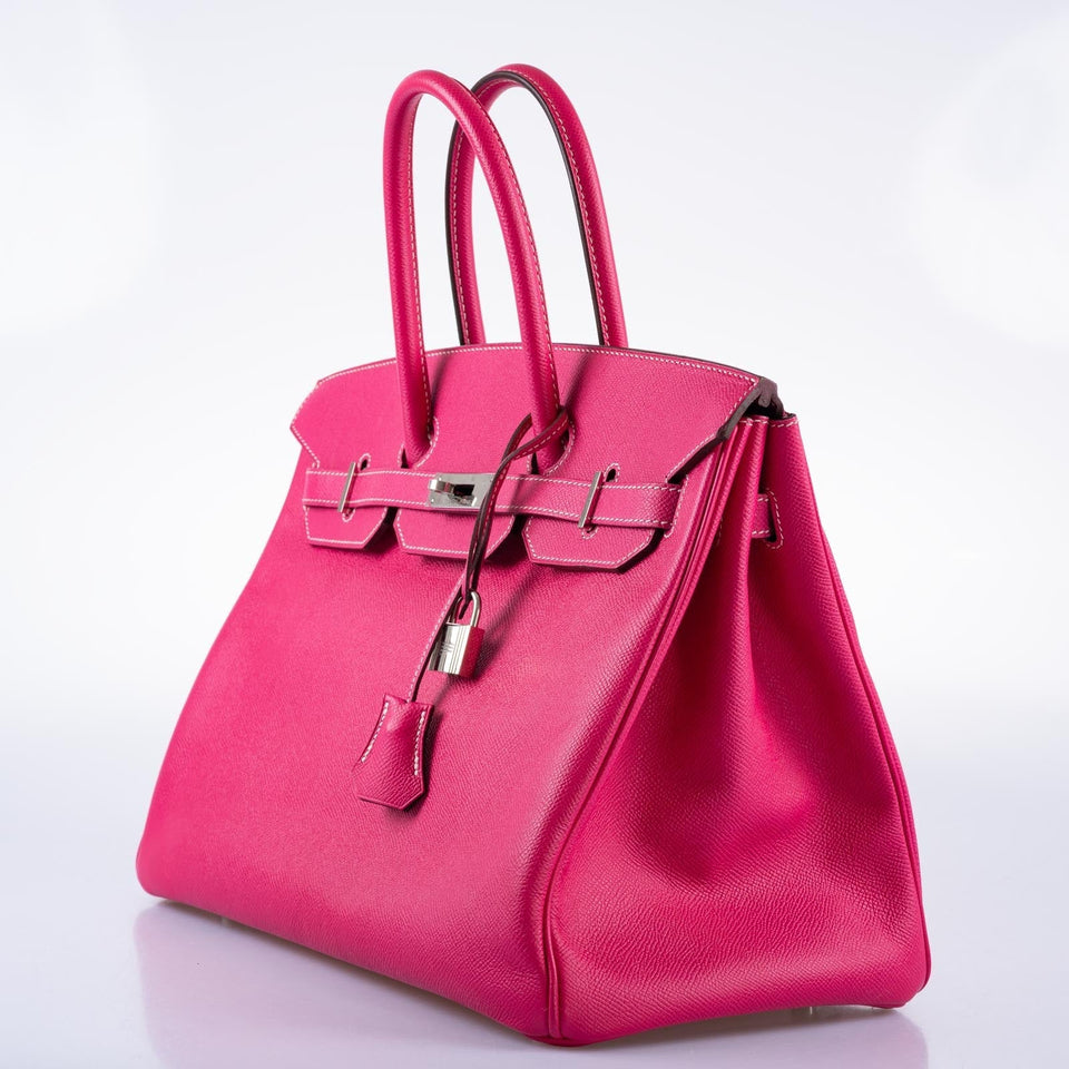 Hermes Birkin 35 Candy Collection Rose Tyrien and Rubis Epsom Palladium Hardware