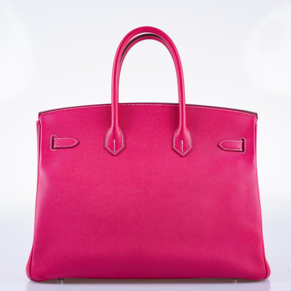 Hermes Birkin 35 Candy Collection Rose Tyrien and Rubis Epsom Palladium Hardware