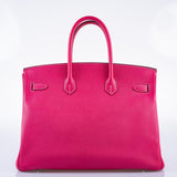 Hermes Birkin 35 Candy Collection Rose Tyrien and Rubis Epsom Palladium Hardware