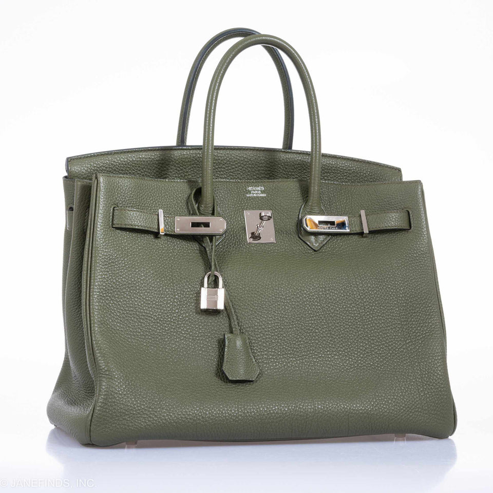 Hermes Birkin 35 Canopee Army Green Togo Palladium Hardware