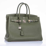 Hermes Birkin 35 Canopee Army Green Togo Palladium Hardware