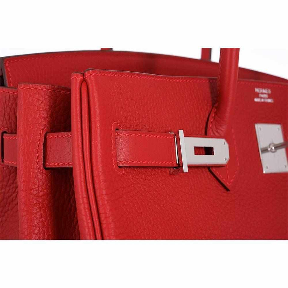 Hermes Birkin 35 Chèvre Rouge Casaque Palladium hardware