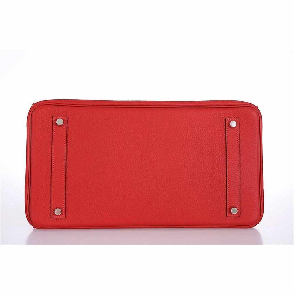Hermes Birkin 35 Chèvre Rouge Casaque Palladium hardware