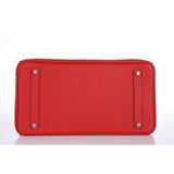 Hermes Birkin 35 Chèvre Rouge Casaque Palladium hardware
