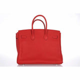 Hermes Birkin 35 Chèvre Rouge Casaque Palladium hardware