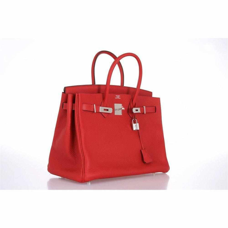 Hermes Birkin 35 Chèvre Rouge Casaque Palladium hardware