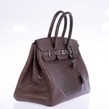 Hermes Birkin 35 Chocolate Matte Alligator Palladium Hardware