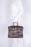 Hermes Birkin 35 Chocolate Matte Alligator Palladium Hardware