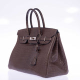Hermes Birkin 35 Chocolate Matte Alligator Palladium Hardware