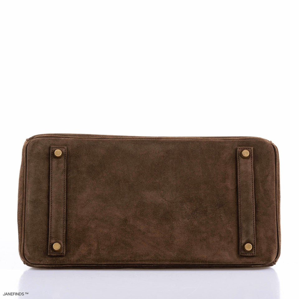 Hermes Birkin 35 Chocolate Veau Doblis Suede with Gold Hardware