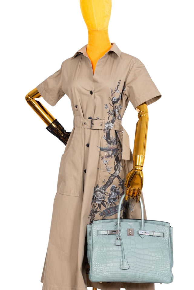 Hermes Birkin 35 Ciel Matte Alligator Palladium Hardware