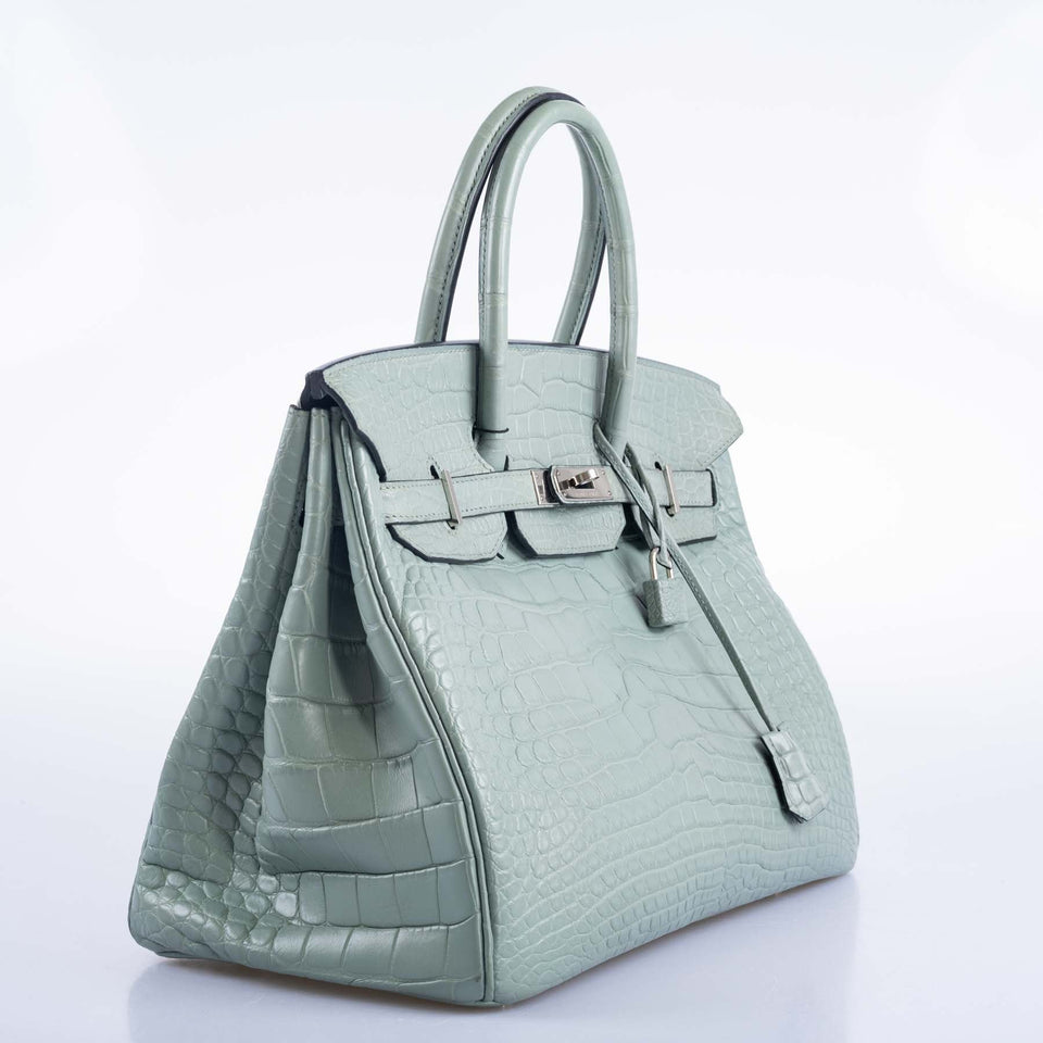 Hermes Birkin 35 Ciel Matte Alligator Palladium Hardware
