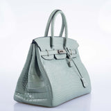 Hermes Birkin 35 Ciel Matte Alligator Palladium Hardware