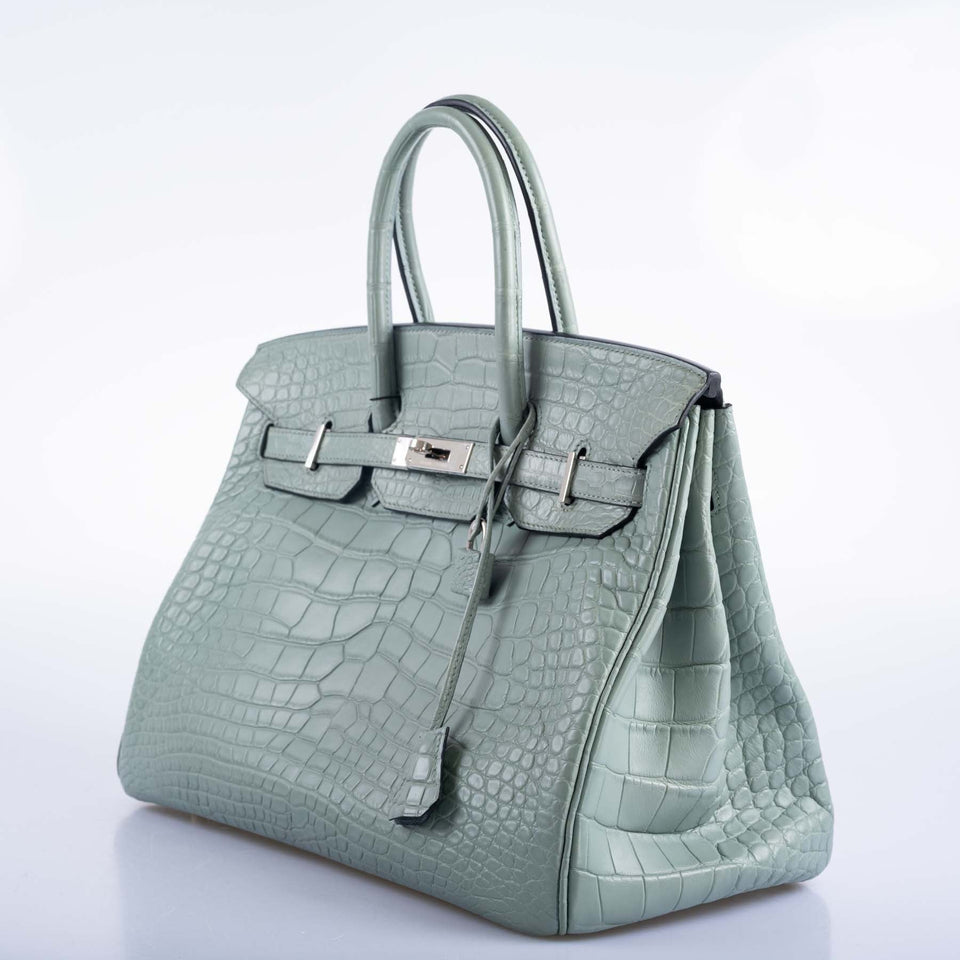 Hermes Birkin 35 Ciel Matte Alligator Palladium Hardware