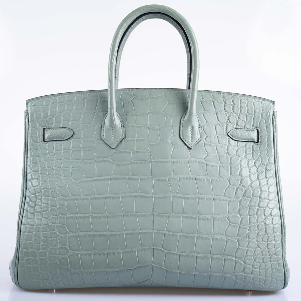 Hermes Birkin 35 Ciel Matte Alligator Palladium Hardware