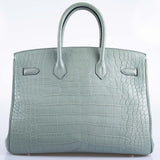 Hermes Birkin 35 Ciel Matte Alligator Palladium Hardware