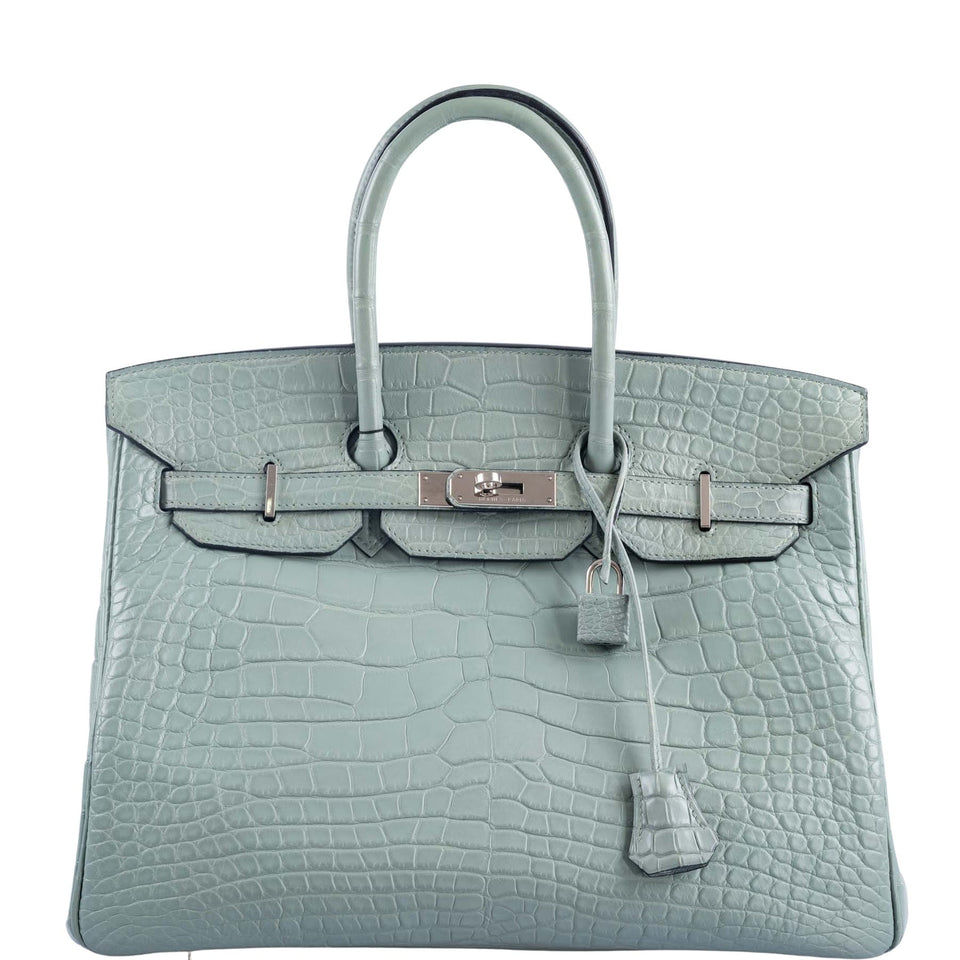 Hermes Birkin 35 Ciel Matte Alligator Palladium Hardware