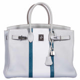 Hermes Birkin 35 Club Gris Perle Mykonos Lizard White Clemence Palladium Hardware