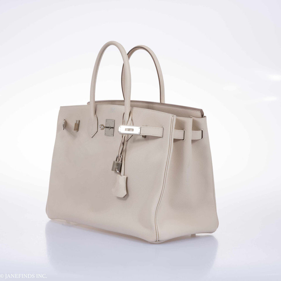 Hermes Birkin 35 Craie Epsom Palladium Hardware