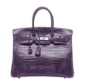 HermesBirkin 35 Crocodile Amethyst Bag