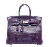 HermesBirkin 35 Crocodile Amethyst Bag