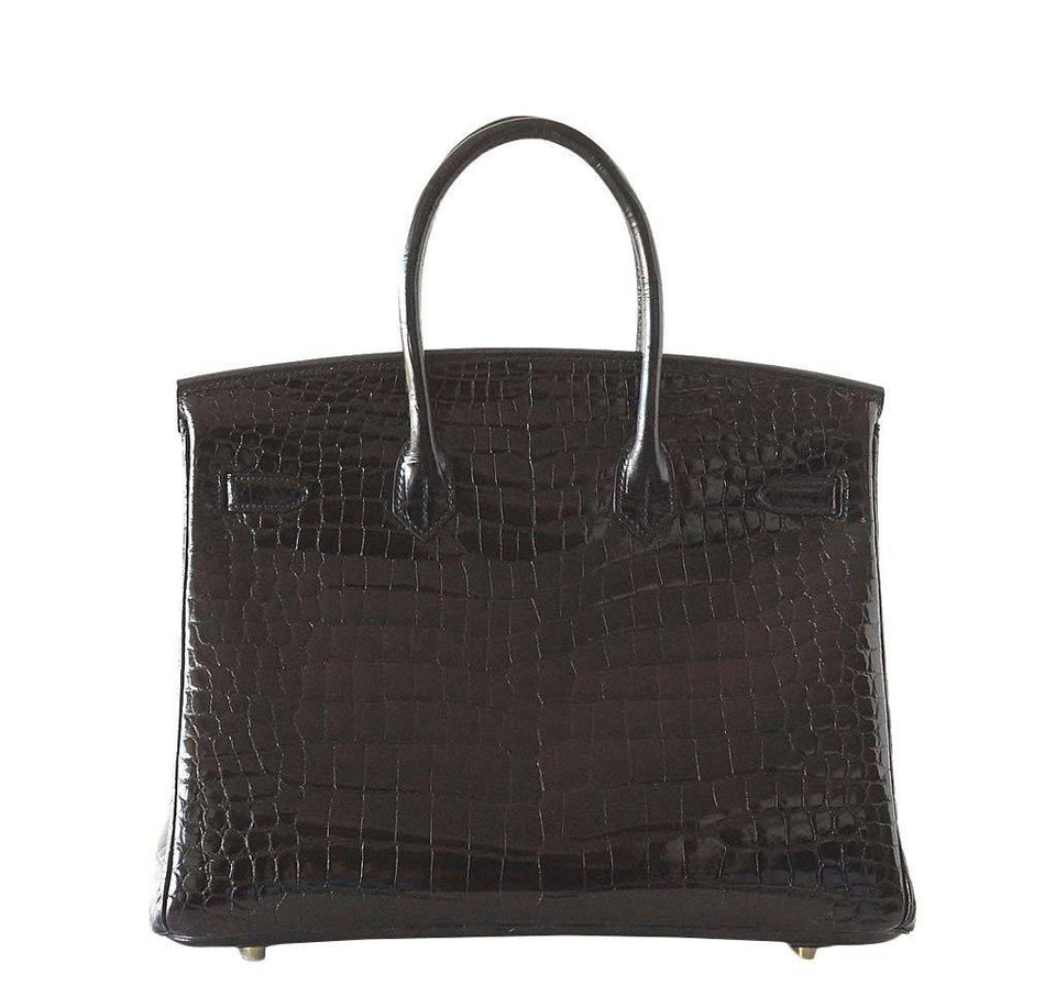 HermesBirkin 35 Crocodile Bag Black GHW