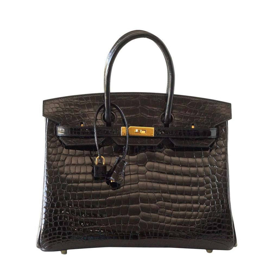 HermesBirkin 35 Crocodile Bag Black GHW