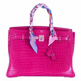 Hermes Birkin 35 Crocodile Pink Fuchsia Palladium Hardware