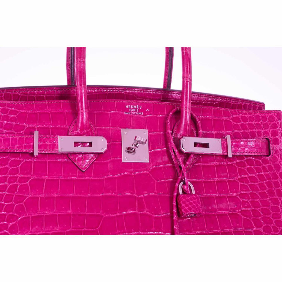 Hermes Birkin 35 Crocodile Pink Fuchsia Palladium Hardware