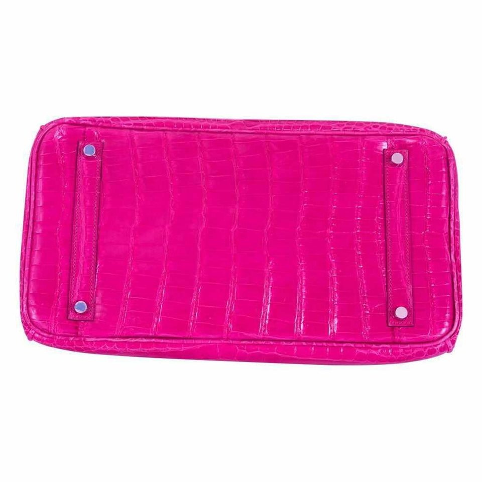 Hermes Birkin 35 Crocodile Pink Fuchsia Palladium Hardware