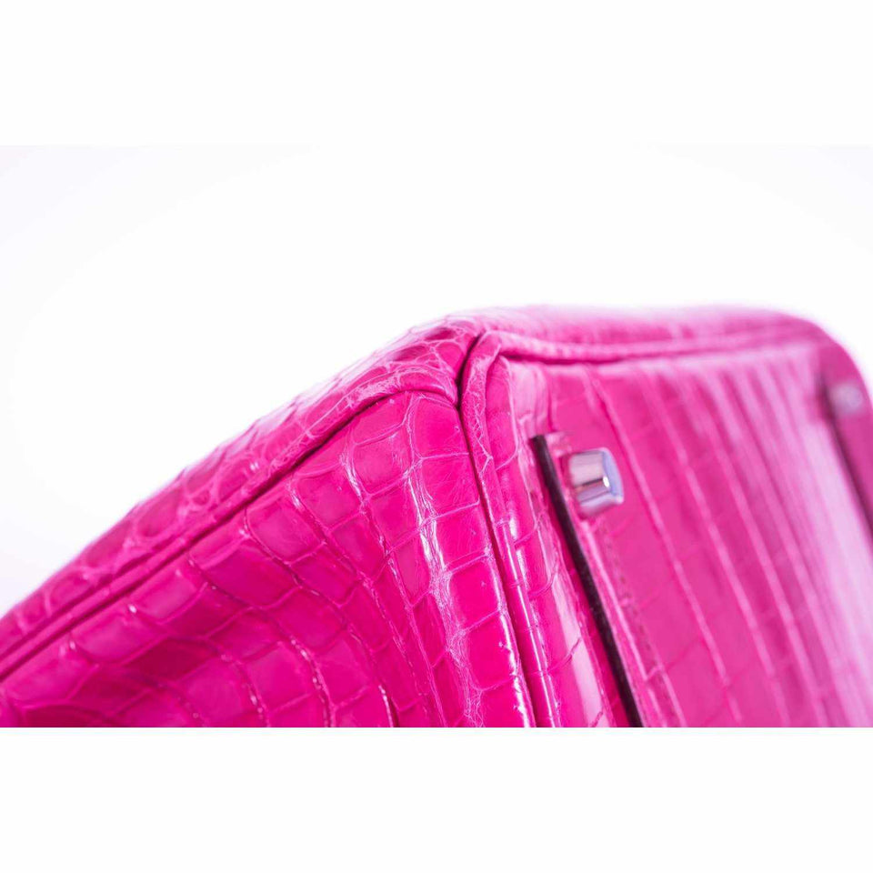 Hermes Birkin 35 Crocodile Pink Fuchsia Palladium Hardware