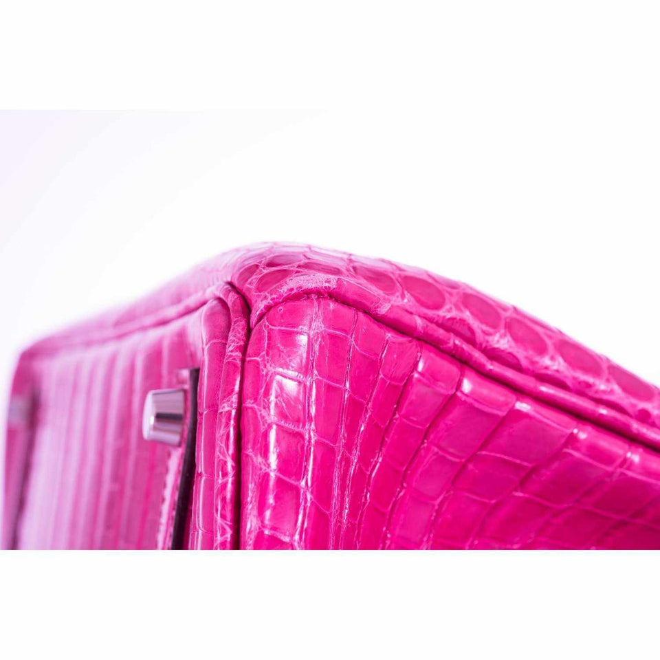 Hermes Birkin 35 Crocodile Pink Fuchsia Palladium Hardware