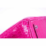 Hermes Birkin 35 Crocodile Pink Fuchsia Palladium Hardware