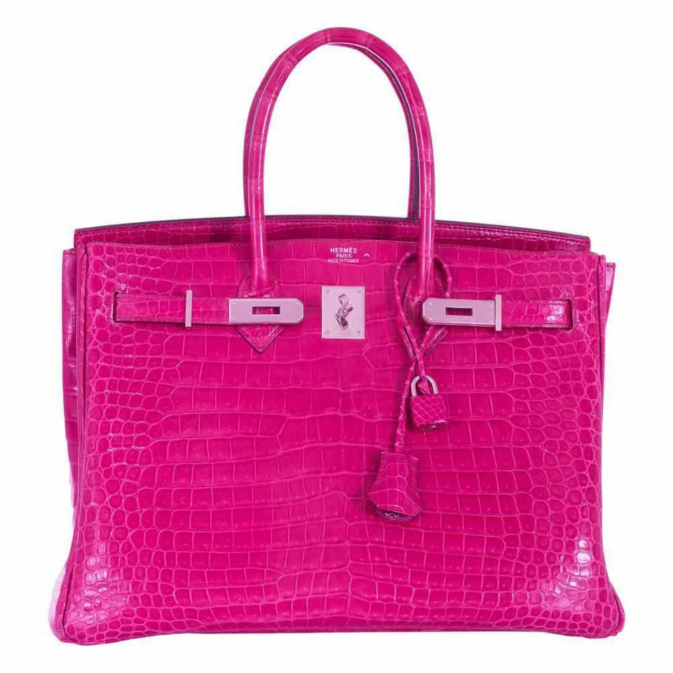 Hermes Birkin 35 Crocodile Pink Fuchsia Palladium Hardware