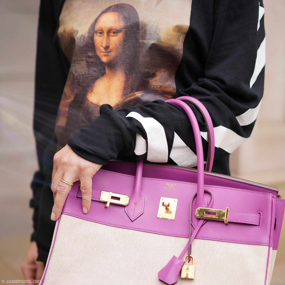 Hermes Birkin 35 Cyclamen Toile And Epsom Gold Hardware * Rare