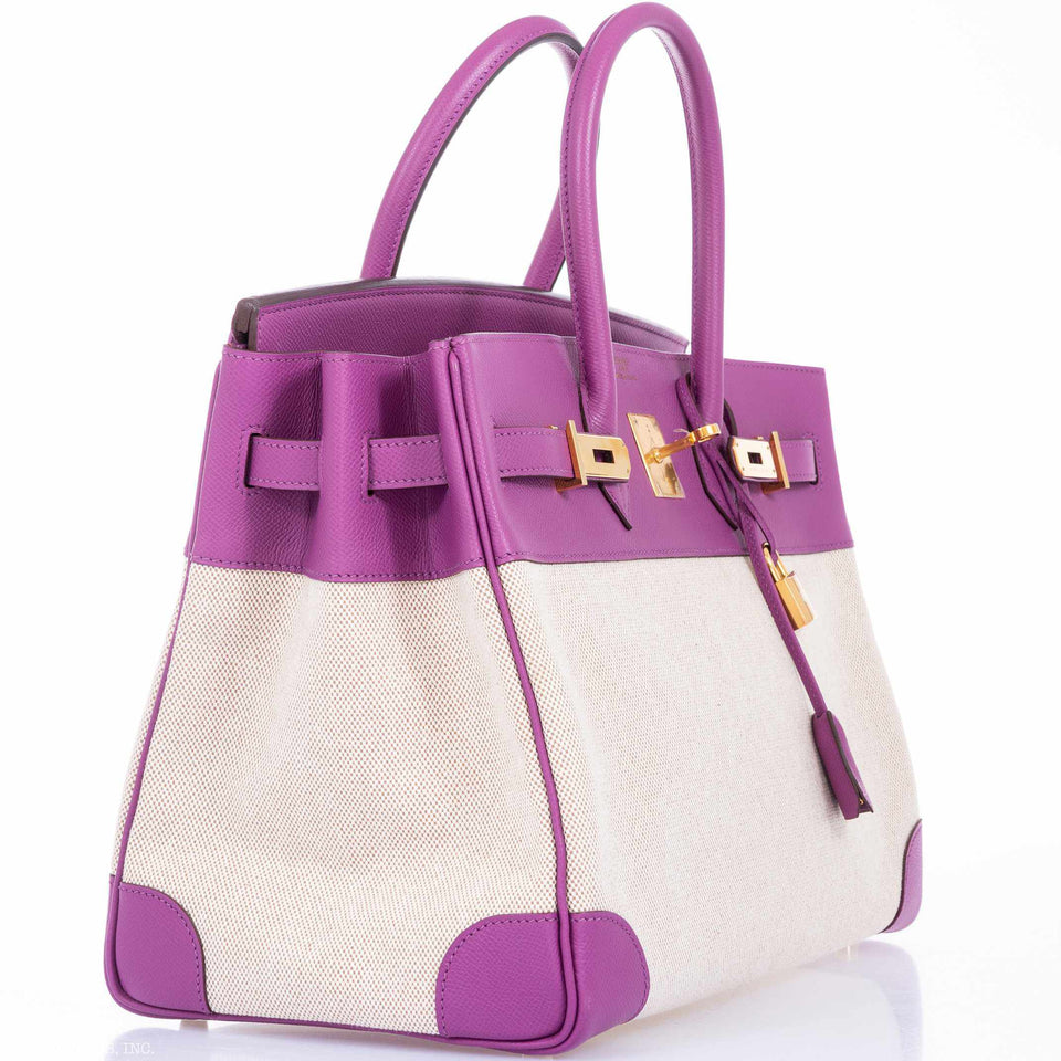 Hermes Birkin 35 Cyclamen Toile And Epsom Gold Hardware * Rare