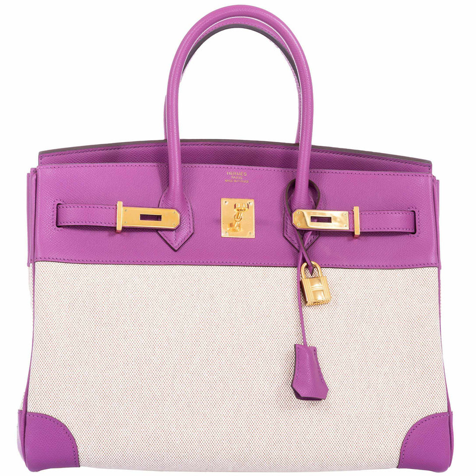 Hermes Birkin 35 Cyclamen Toile And Epsom Gold Hardware * Rare