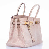 Hermes Birkin 35 Dalmatian Pink & White Buffalo Gold Hardware - Limited Edition