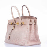 Hermes Birkin 35 Dalmatian Pink & White Buffalo Gold Hardware - Limited Edition