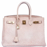 Hermes Birkin 35 Dalmatian Pink & White Buffalo Gold Hardware - Limited Edition